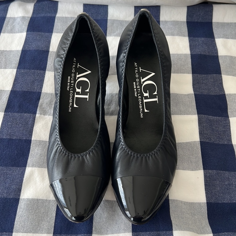 Cap toe leather heels euro 42.5